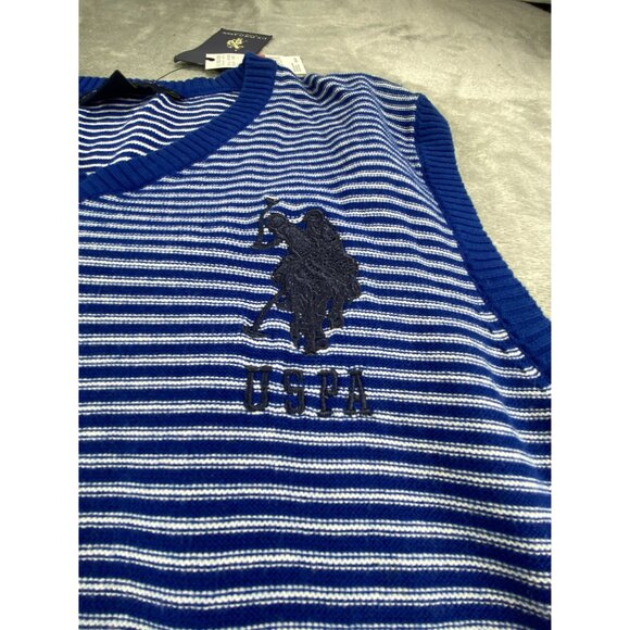 U.S. Polo Assn. Sweater Vest Striped Mens L Preppy Money Educore Large Pony Logo - Picture 4 of 9